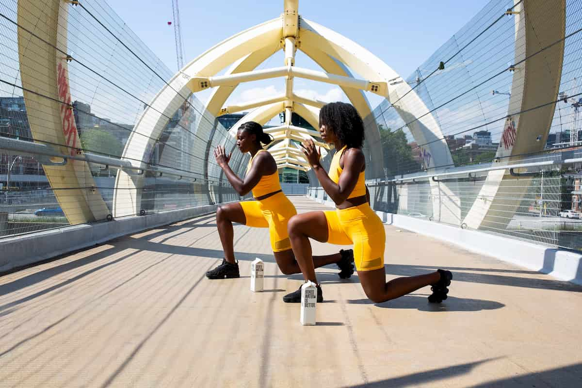 two women exercising together