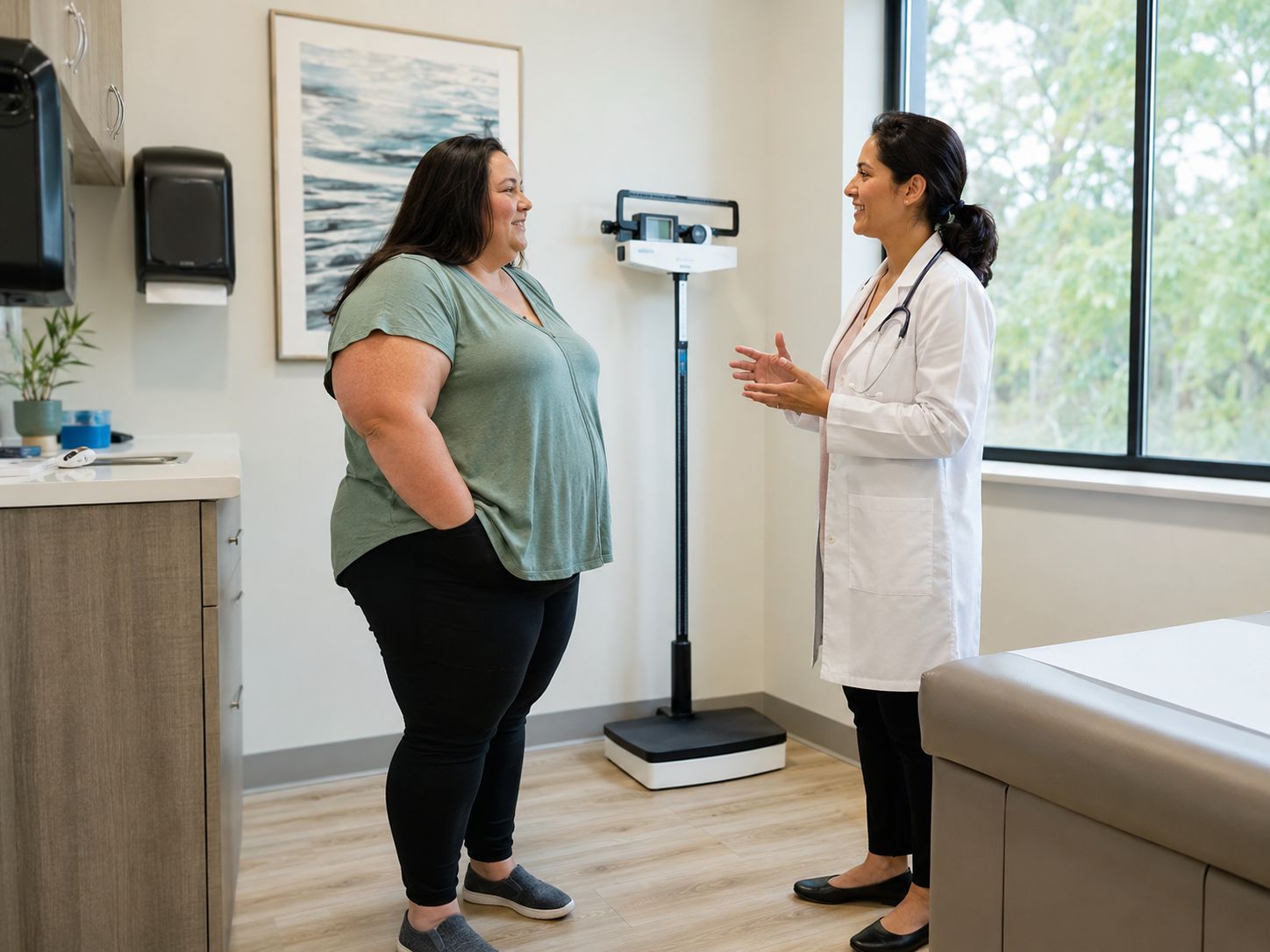Doctor speaking with a patient during a private weight management consultation
